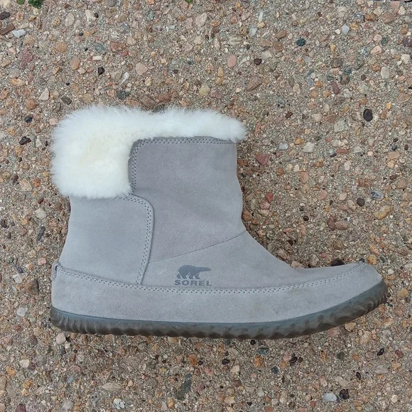 Sorel Shoes Sorel Out N About Gray Suede Leather Fur Lined